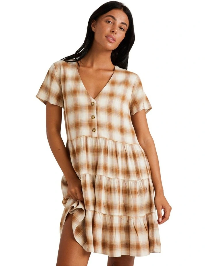 Plaid Heights Dress in Brown