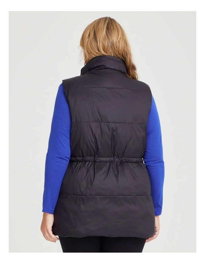 Mid Length Zip Puffer Vest in Black