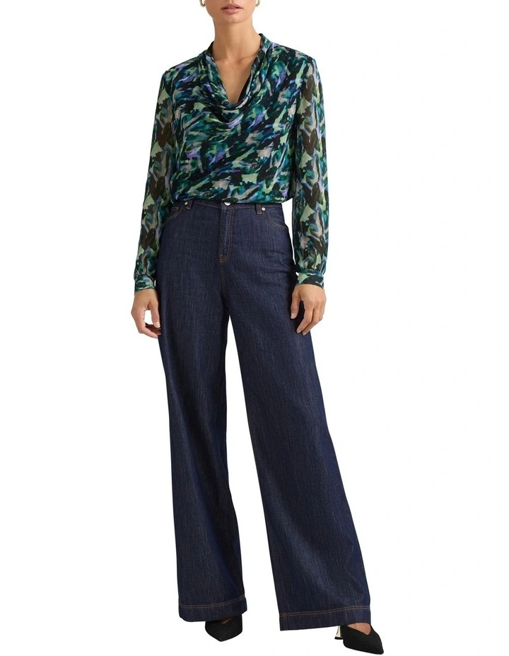 Tallula Viscose Blouse in Deep Sea Multi