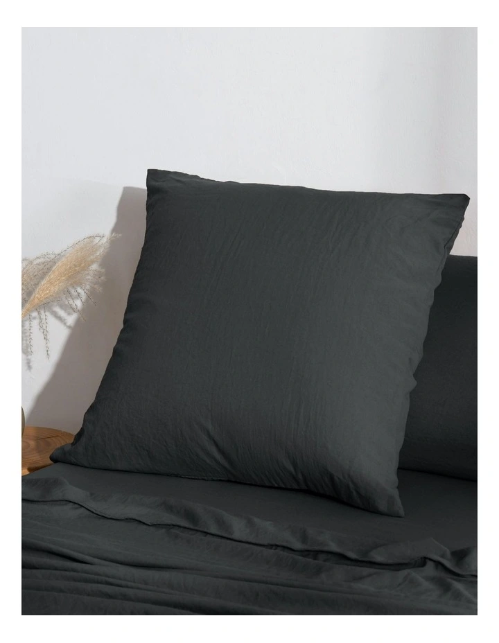 Superfine Washed Microfibre European Pillowcase in Black