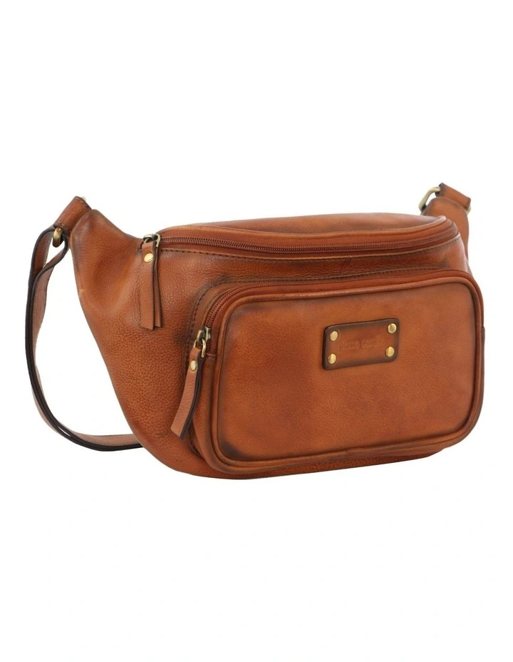 Burnished Leather Sling Bag in Cognac