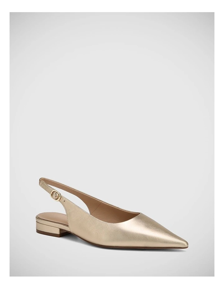 Mera Metallic Leather Slingback Ballet in Champagne