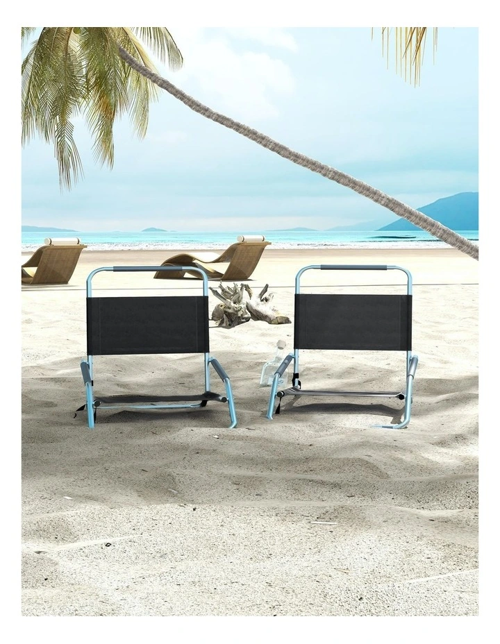 Folding Beach Chair 2 Pack in Black