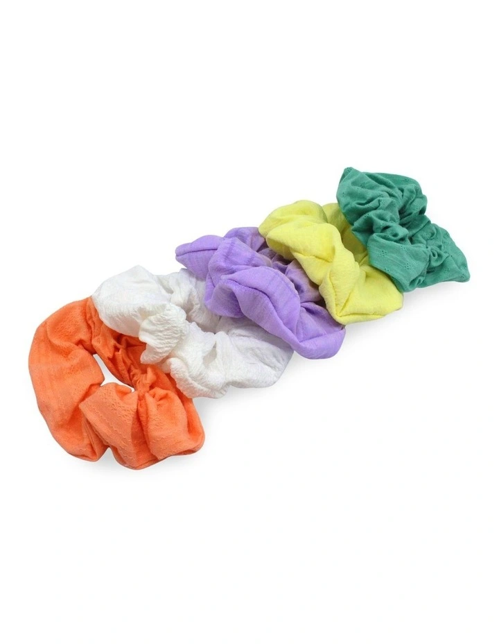 Textured Mini Scrunchies 5 Pack in Multi