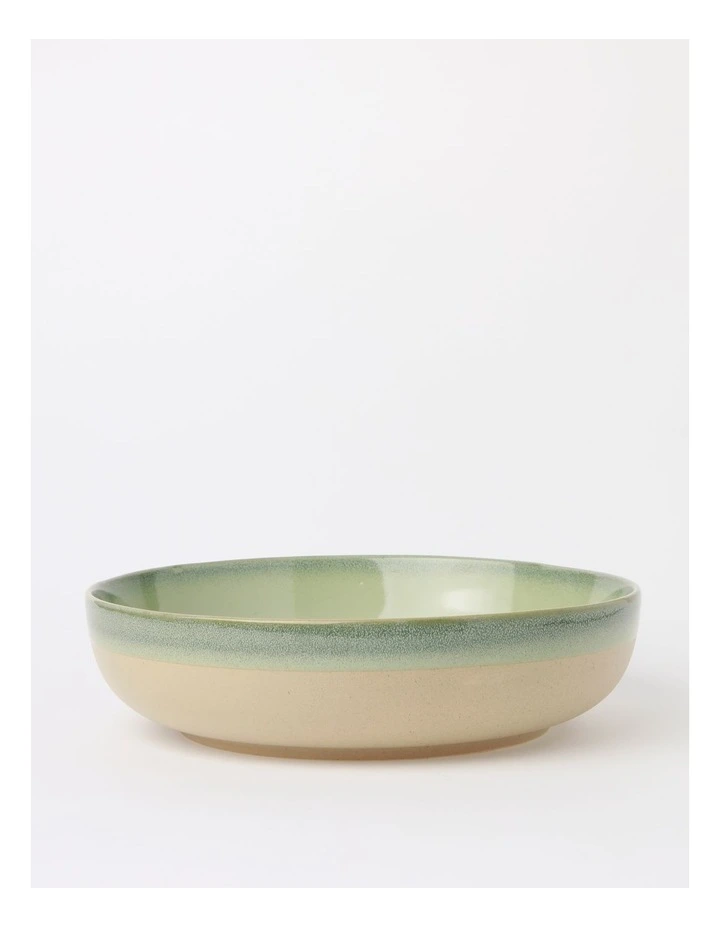 Esperance Celadon Wiped Edge Shallow Bowl Large in Green
