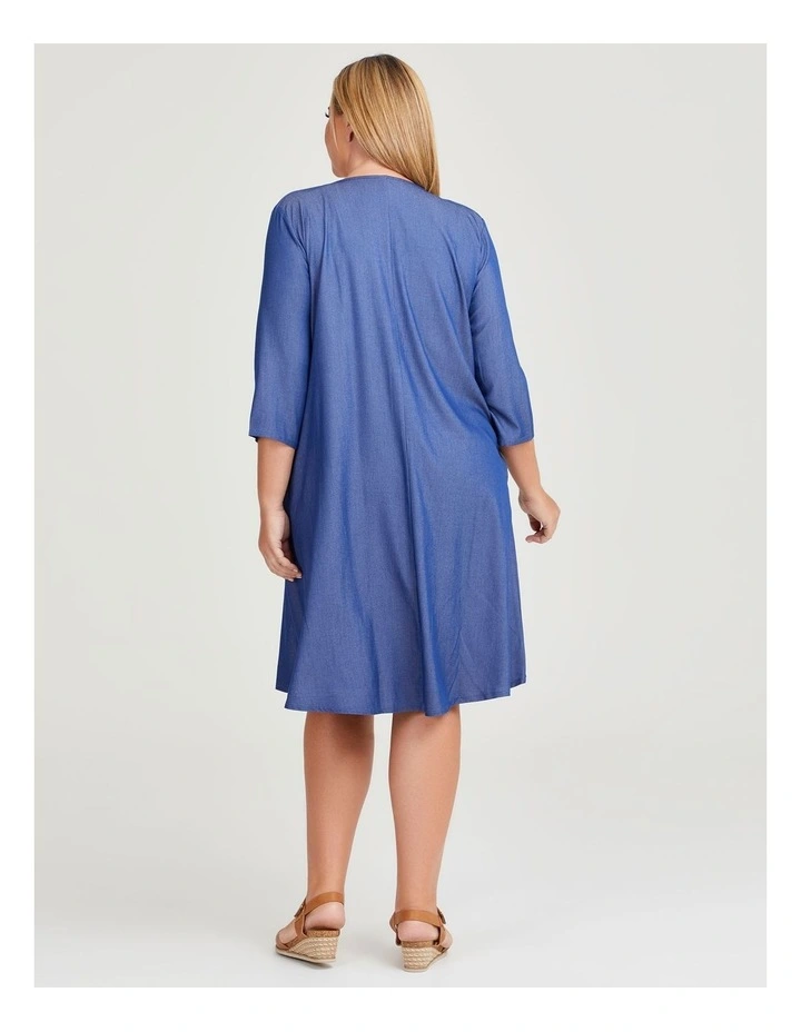 Denim Stretch Natural Dress in Blue