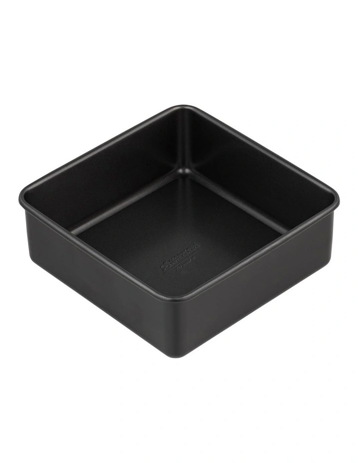 BakerMaker Non-Stick Loose Base Square Cake Pan 20cm in Black