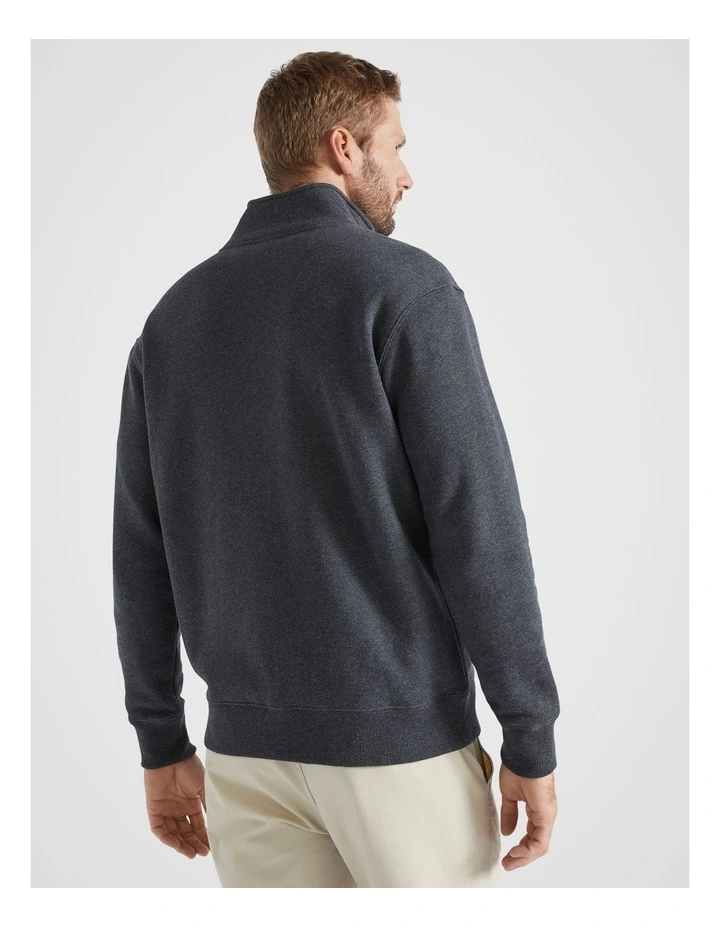 Zip Through Sweat in Charcoal Marle