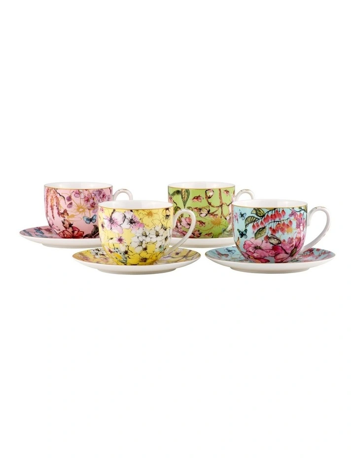 Enchantment Cup & Saucer Gift Box Set of 4 280ml in Mixed Colors