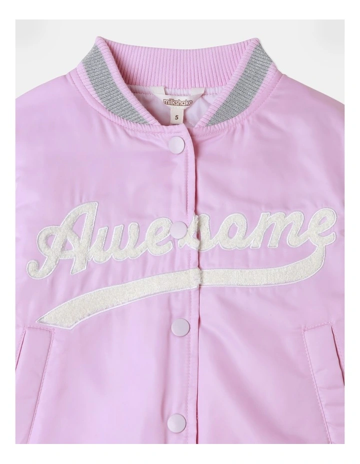 Quilted Lining Bomber Jacket in Light Pink