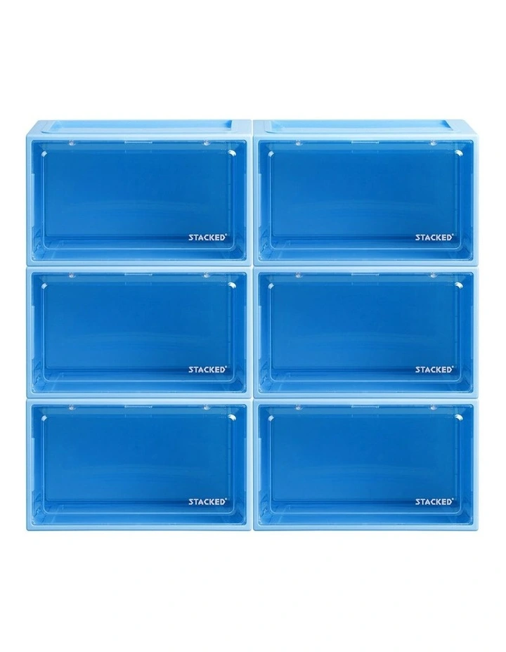 Magnetic Stackable Shoe Storage Box 6x in Blue