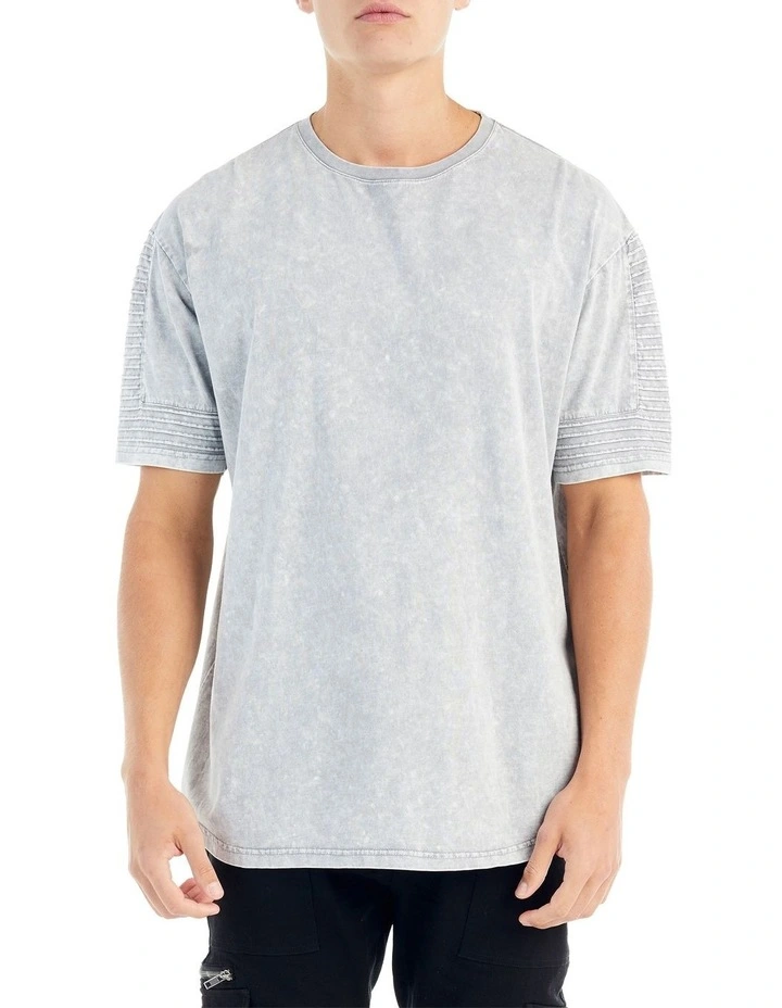 Maverick Pin Tuck Sleeve T-shirt in Vintage Grey