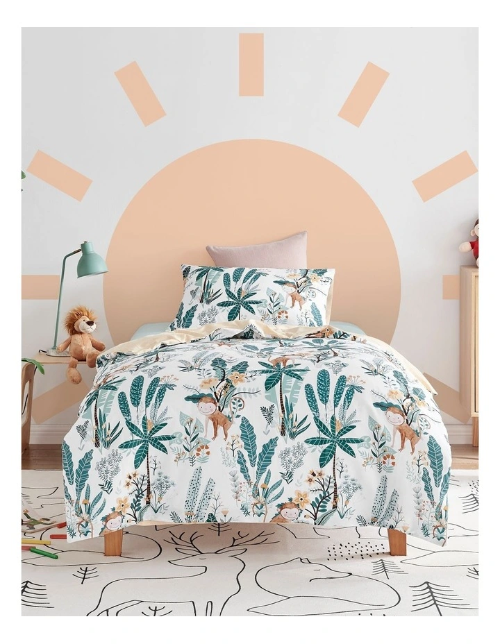 Cheeky Monkey Quilt Cover Set in White