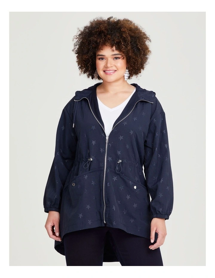 Star Print Zip Jacket in Navy