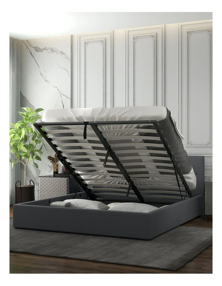 Capri Luxury Gas Lift Storage Bed Frame with Headboard in Grey