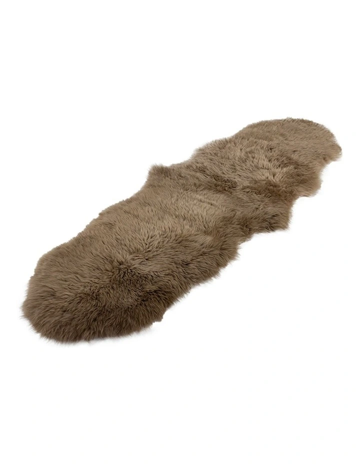 Long Wool Sheepskin Rug Double in Mocha