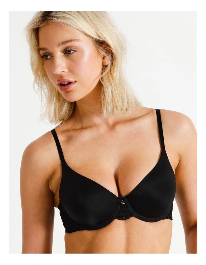 Pure Comfort Contour Lace Wing T-Shirt Bra in Black