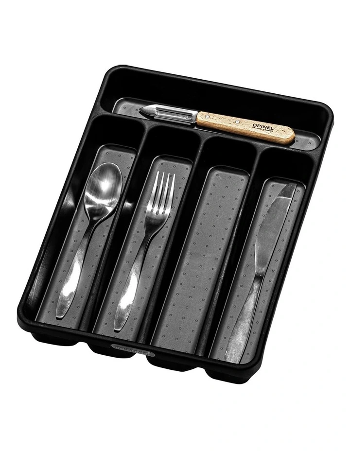 Mini 5 Compartment Cutlery Tray 32.4 X 23.2 X 4.8cm in Carbon