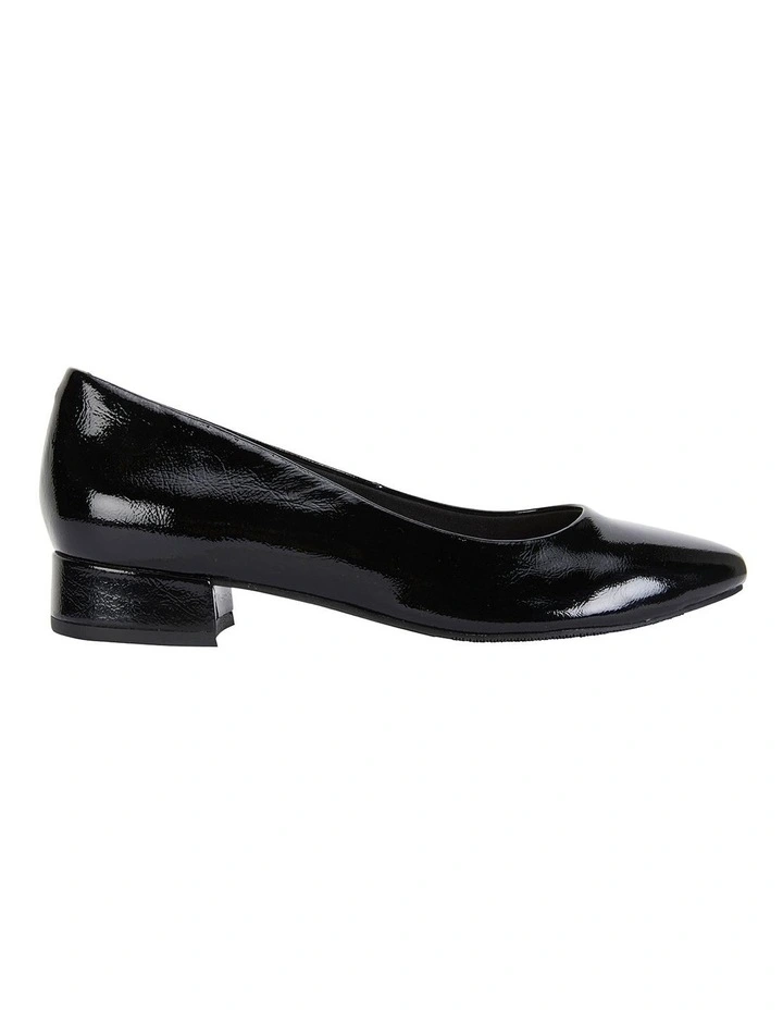 Janine Black Crinkle Patent Heeled Shoes