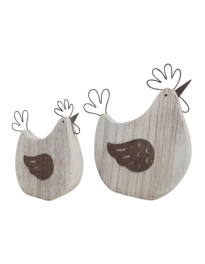 Set of 2 Chook Ornaments in Natural/Rust