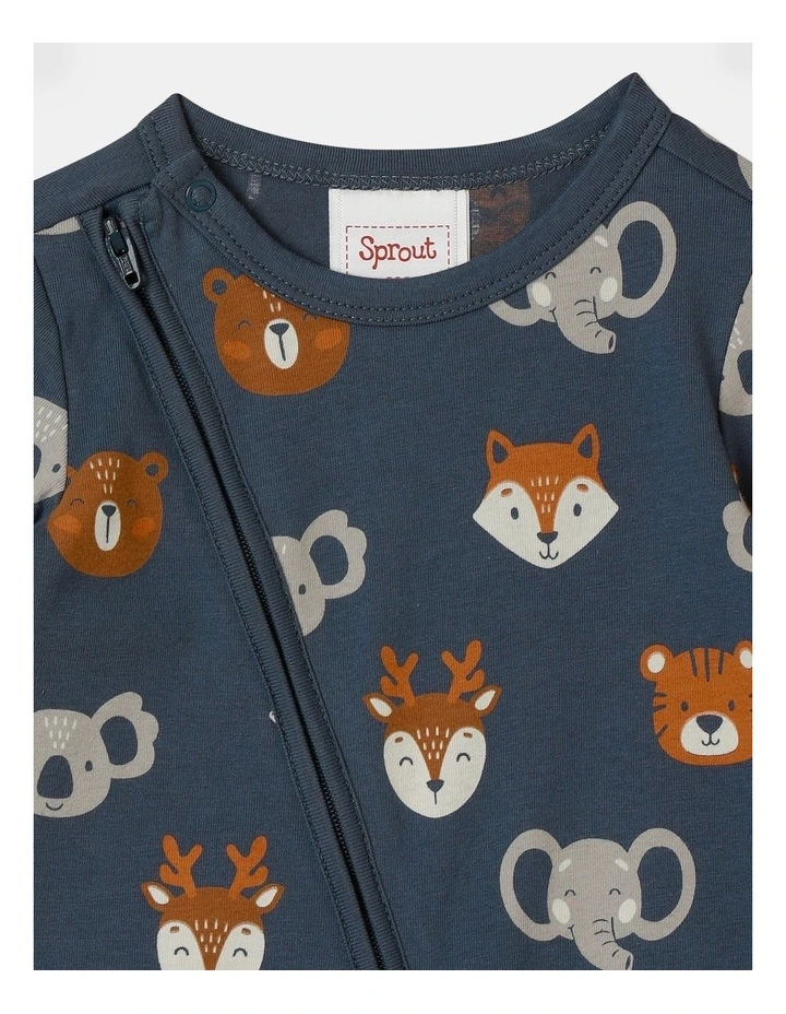 Essential Jersey Animal Faces Coverall in Indigo