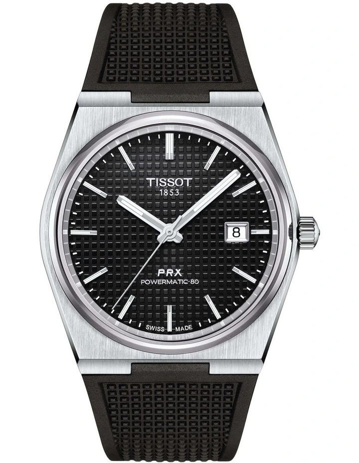 PRX Powermatic 80 T1374071705100 Watch in Black/Black Rubber