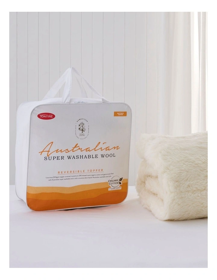 Homestead Reversible Super Washable Wool/Organic Cotton Mattress Topper
