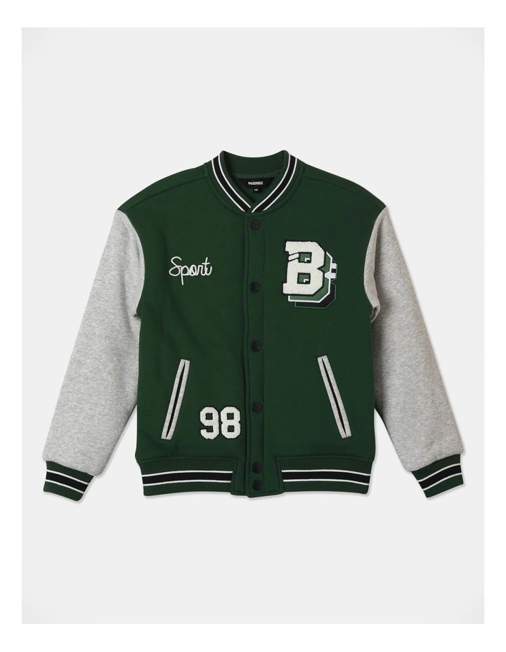 Fleece College Bomber in Green