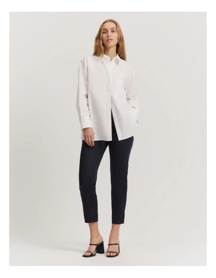 Cotton Sateen Pant in Navy