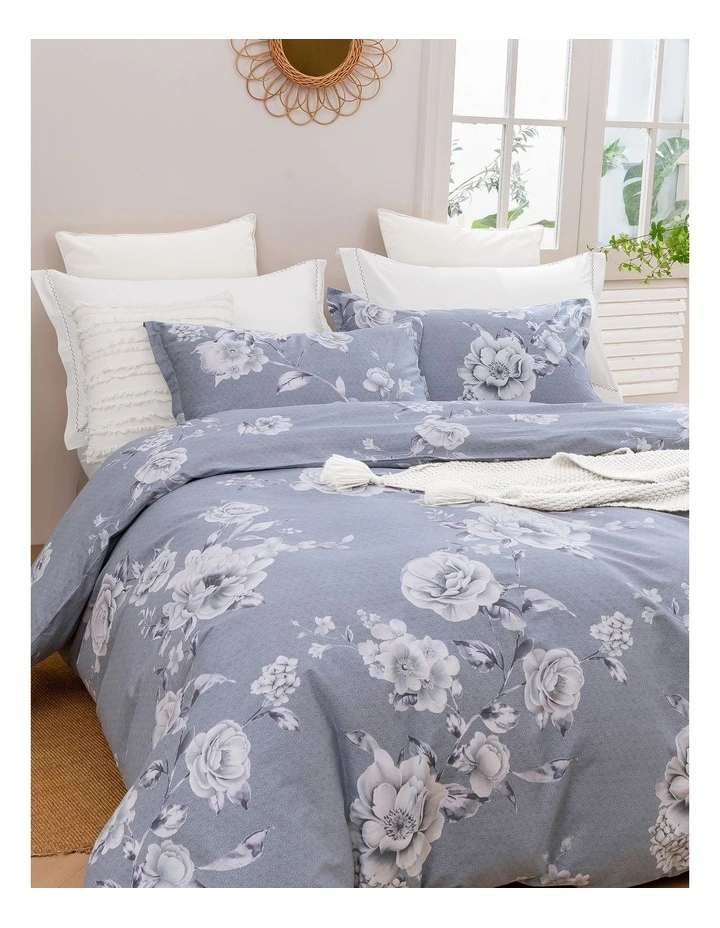 Blossom Cotton Quilt Cover Set in Silver