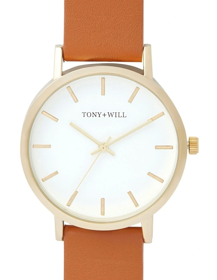 Classic Watch in Gold/White/Tan