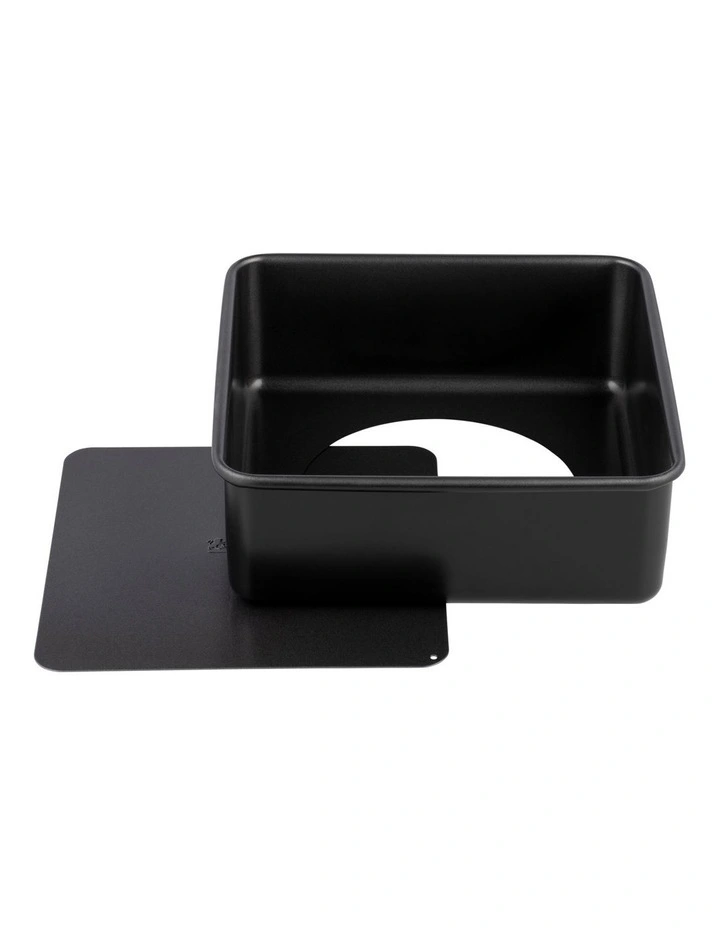 Baker Maker Non-Stick Loose Base Square Cake Pan 22.5cm in Black
