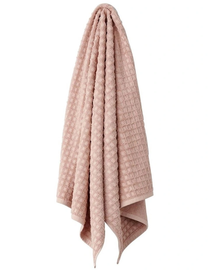 Waffle Bath Towel Range in Pink Clay