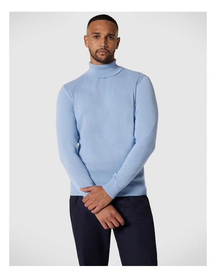 Classic Roll Neck Jumper in Light Blue