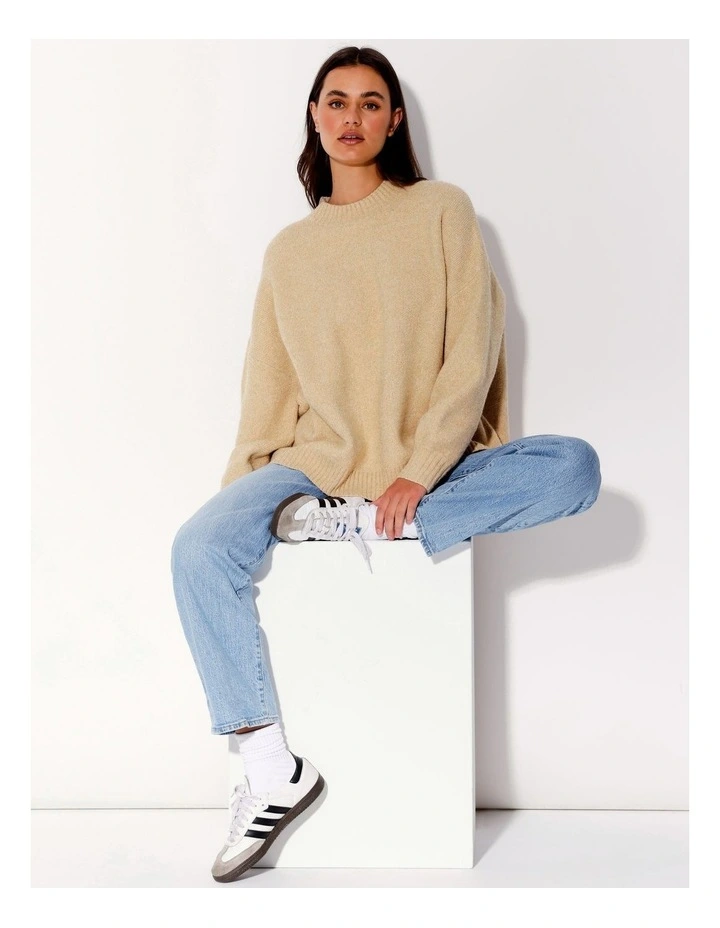 Recycled Blend Oversized Knit Jumper in Camel