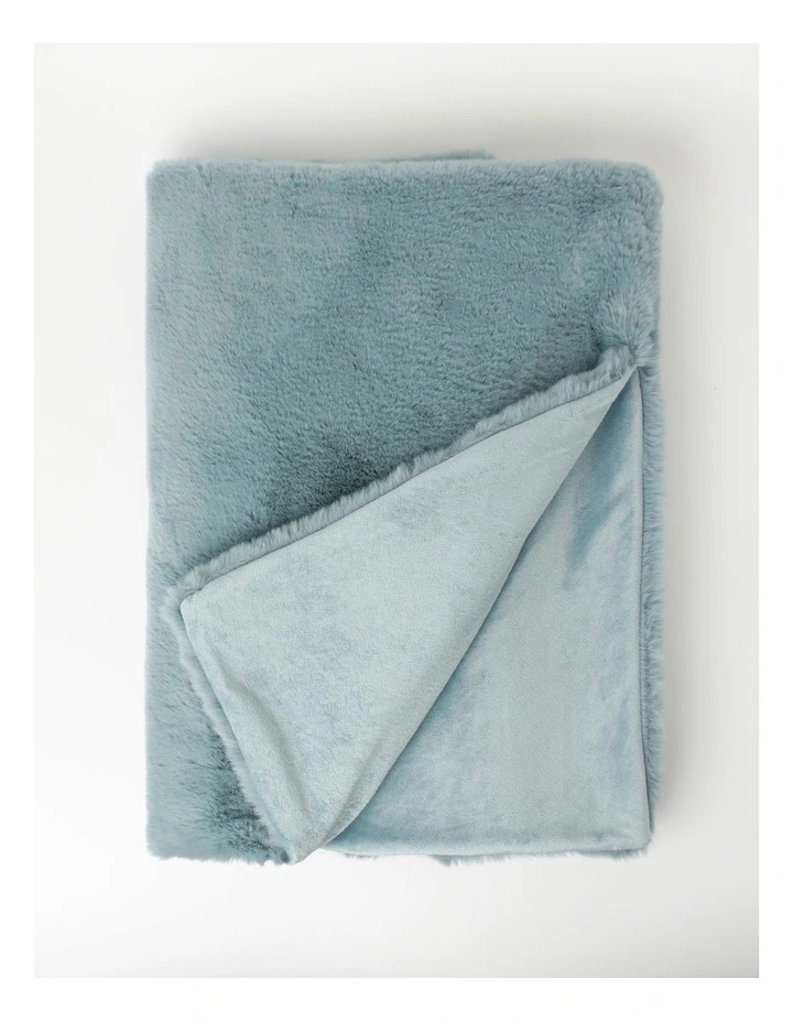 Amelie Fur Throw in Duck Egg
