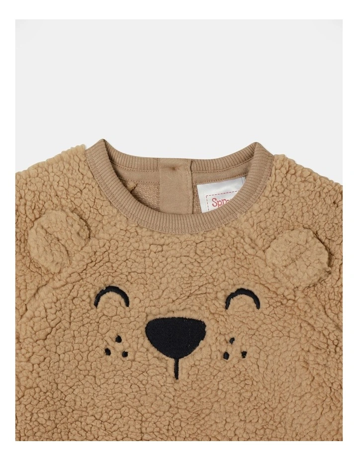 Essential Sherpa Sweat Top in Tobacco