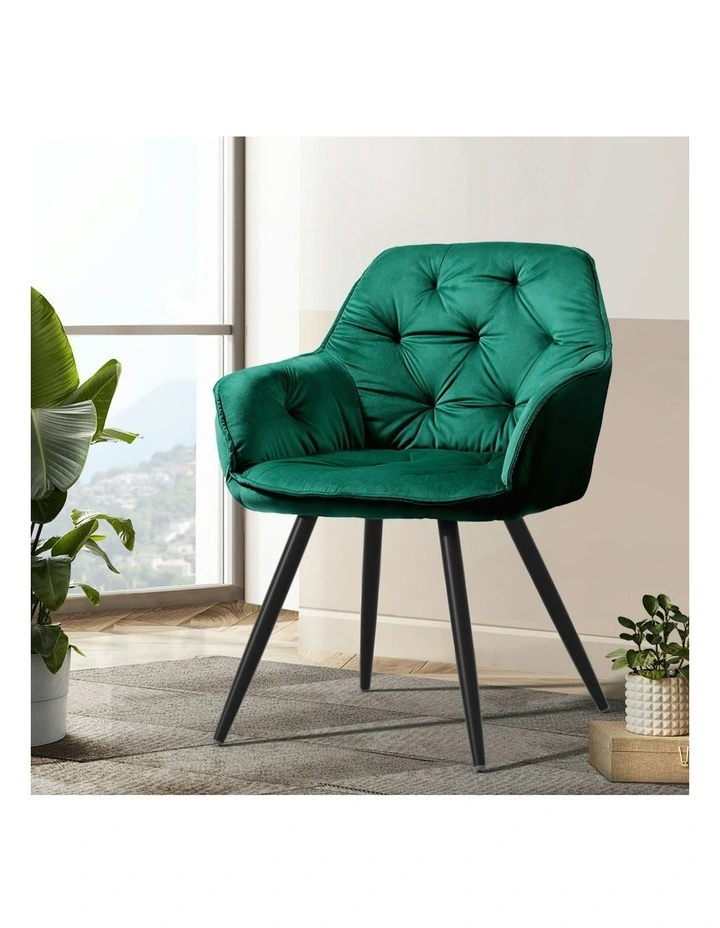Calivia Dining Chairs Kitchen Chairs Upholstered Velvet Set of 2 in Green