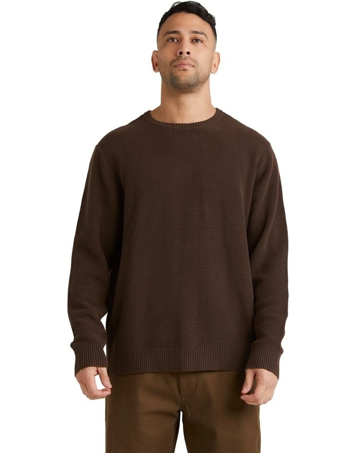 Duke Crew Knit Sweater in Chocolate