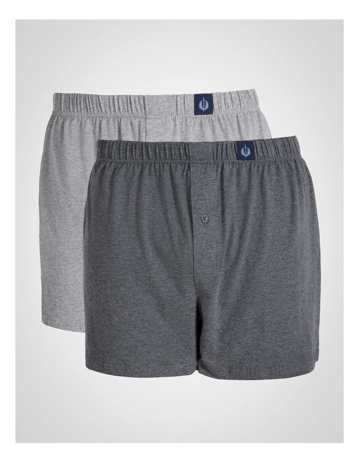 2 Pack Loose Knit Boxer Shorts in Grey