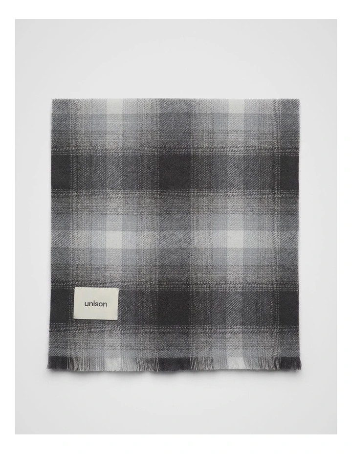 Woven Check Scarf in Charcoal