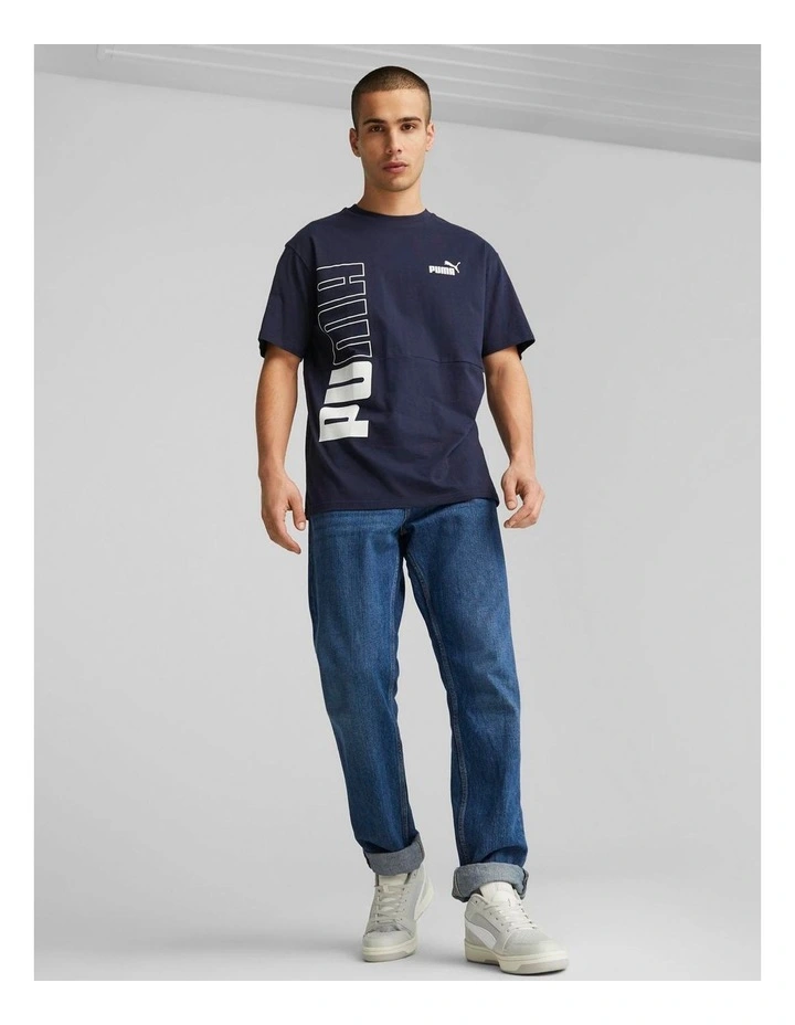 Power Colorblock Tee in Navy
