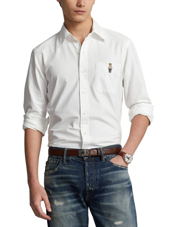 Classic Fit Polo Bear Oxford Shirt in White