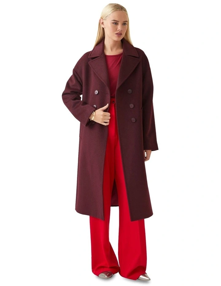 Anna Wool Blend Coat in Plum