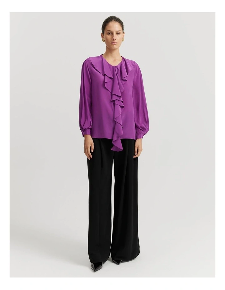 Ruffle Detail Blouse in Boysenberry