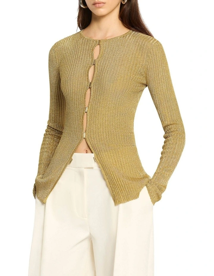 Shimmer Nights Cardigan in Gold