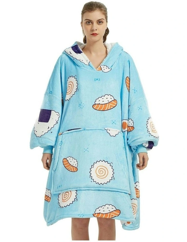 Soft Comfy Fleece Hoodie Blanket in Sushi