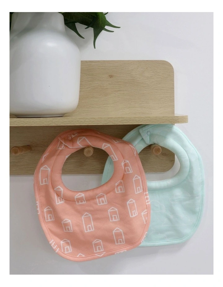 Nordic Dribble Bib 2 Pack in Coral/Tiffany