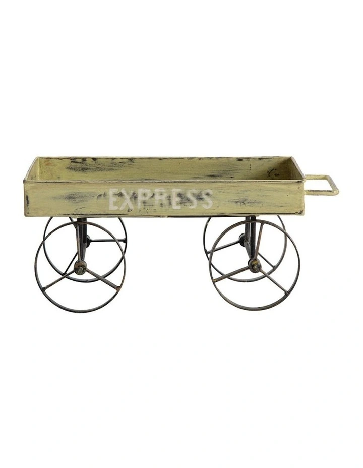 Handcrafted Vintage Farmers Cart Ornament in Antique Green