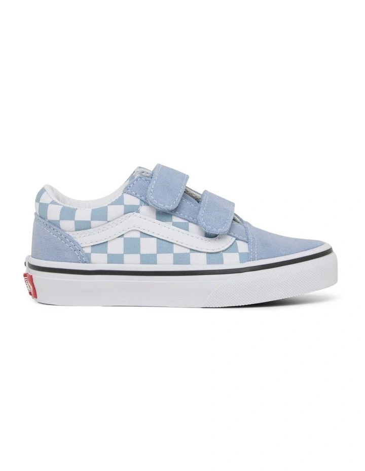 Old Skool V Check Youth Sneakers in Dusty Blue